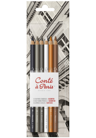 JUEGO LÁPIZ CARBONCILLO Y DISEÑO X6 BOSQUEJO CONTÉ À PARIS
