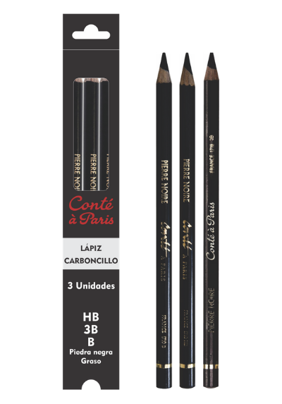LÁPIZ CARBONCILLO GRASO PIEDRA NEGRA X3 CONTÉ À PARIS