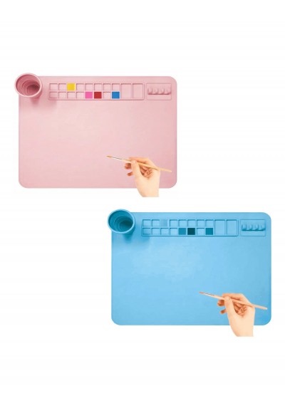TAPETE SILICONA PARA PINTAR 51.5X4CM AZUL - ROSA