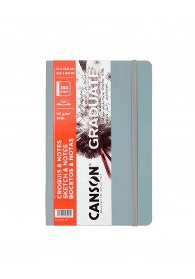 CUADERNO CANSON GRADUATE 14X21.6CM 90G GRIS CLAR C31200L044 