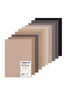 PAQUETE CANSON MI-TEINTES TONO GRIS X10H A3 160G C31032S083 