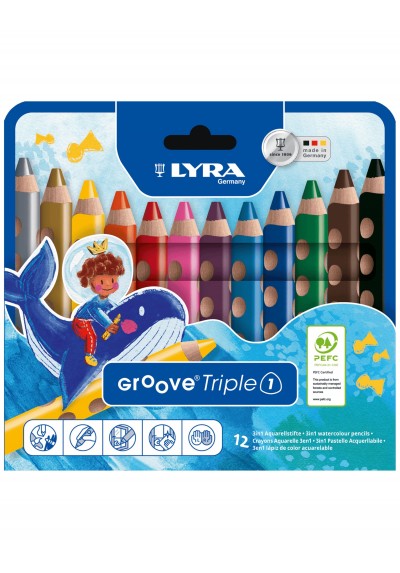 CAJA LAPIZ LYRA GROOVE 3 EN 1 X 12 COLORES RF L3831120      